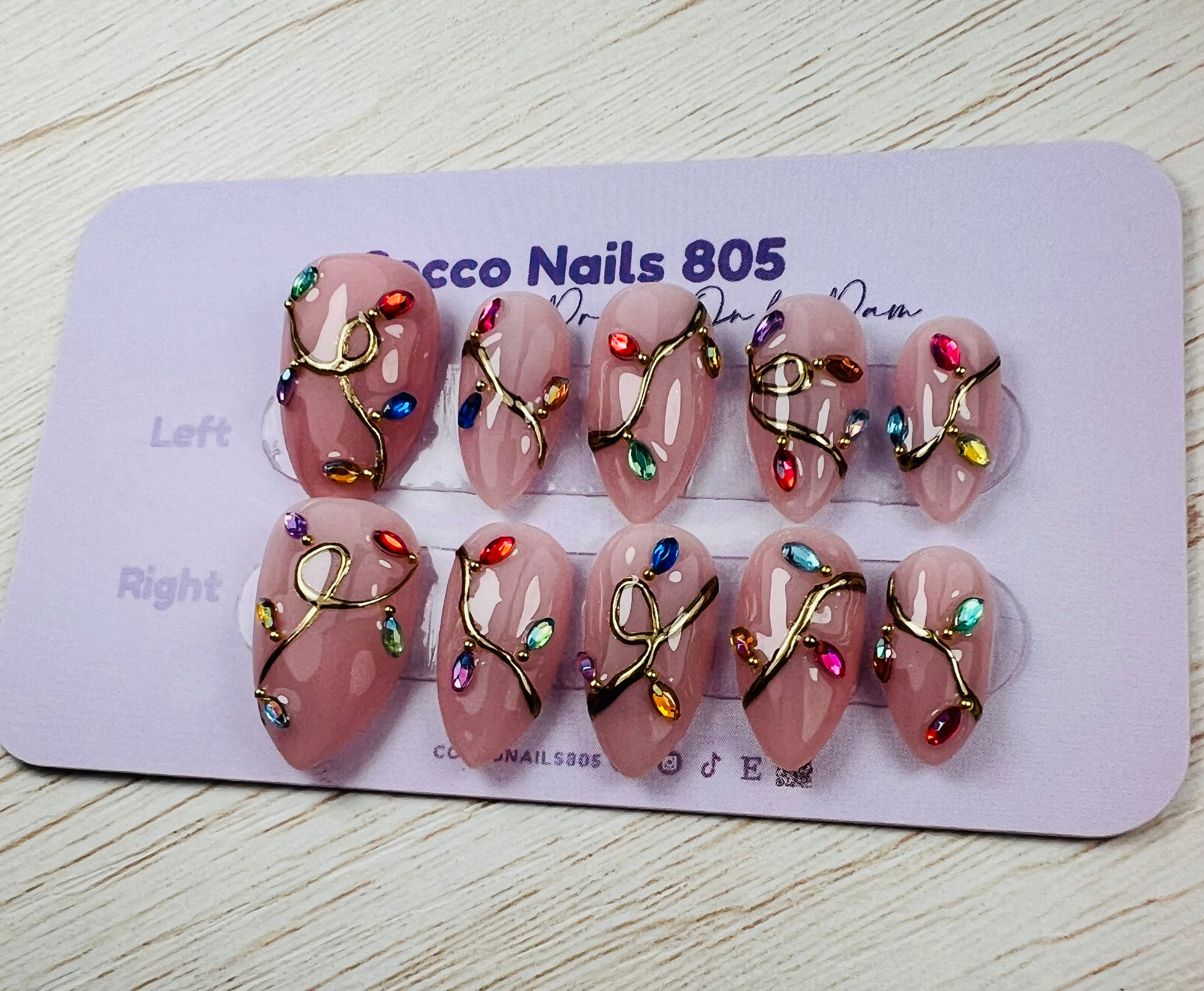 Christmas Lights 3D Press On Nails