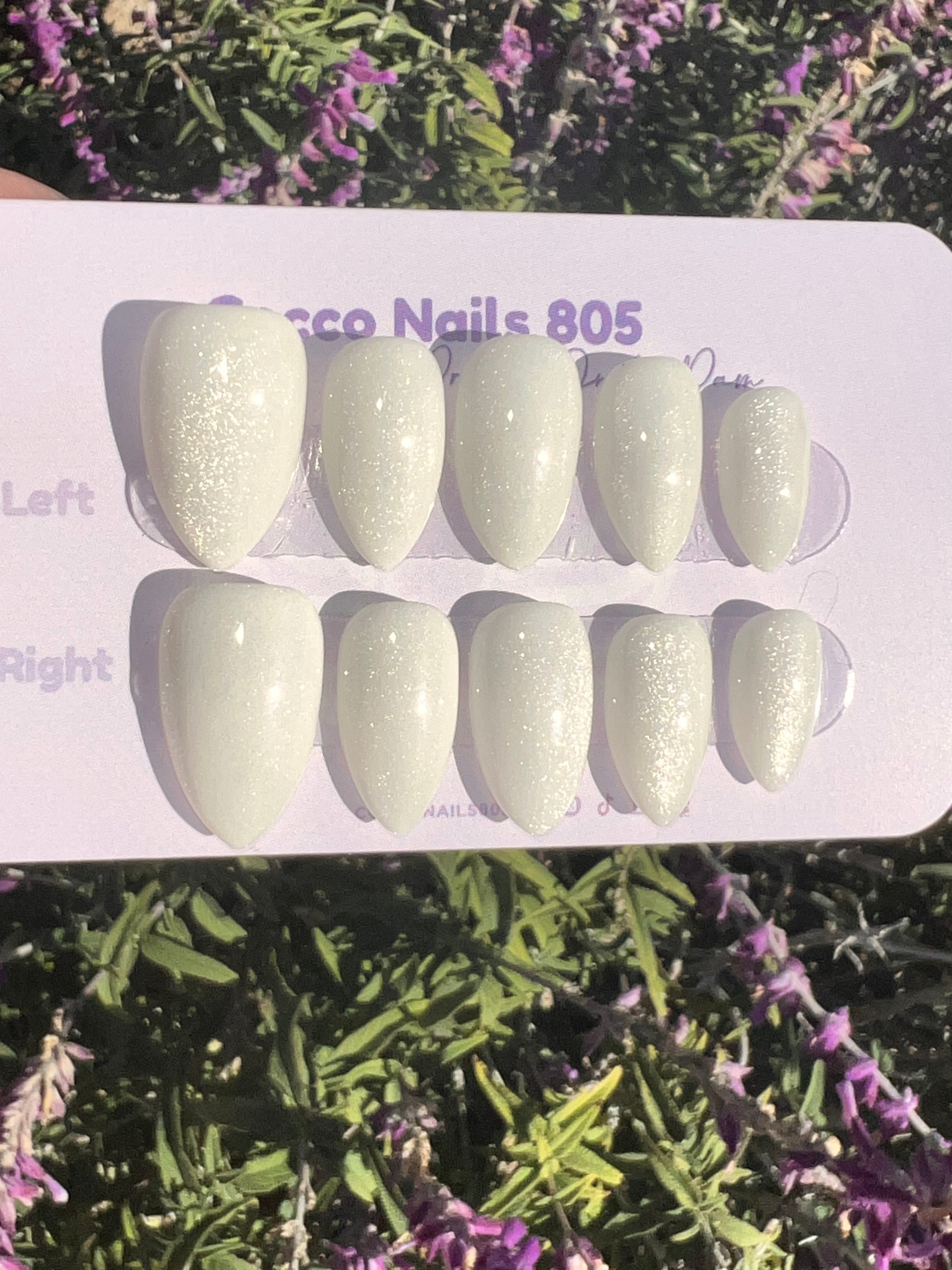 White Cat Eye Press On Nails