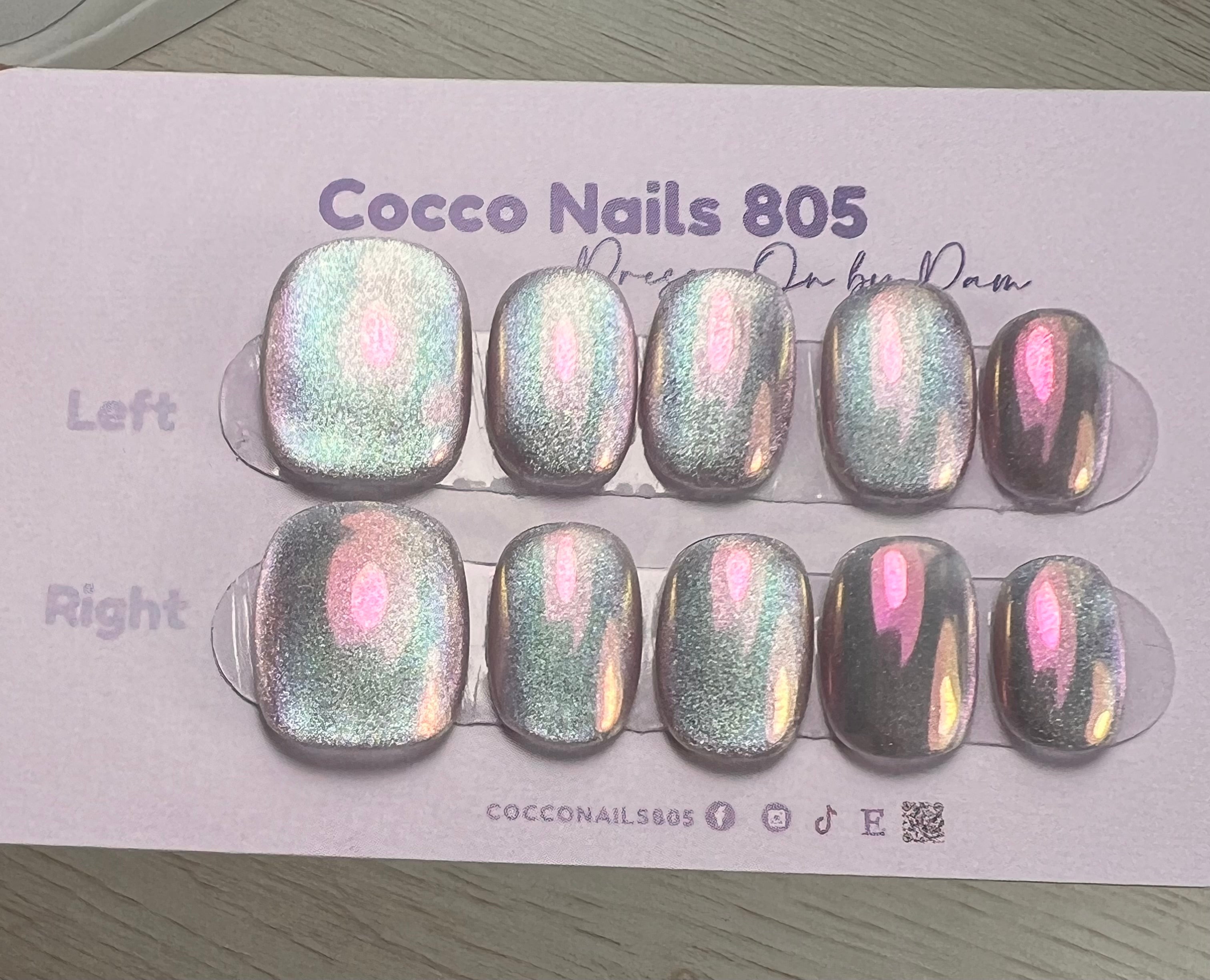 Purple Chrome Cat Eye Press On Nails