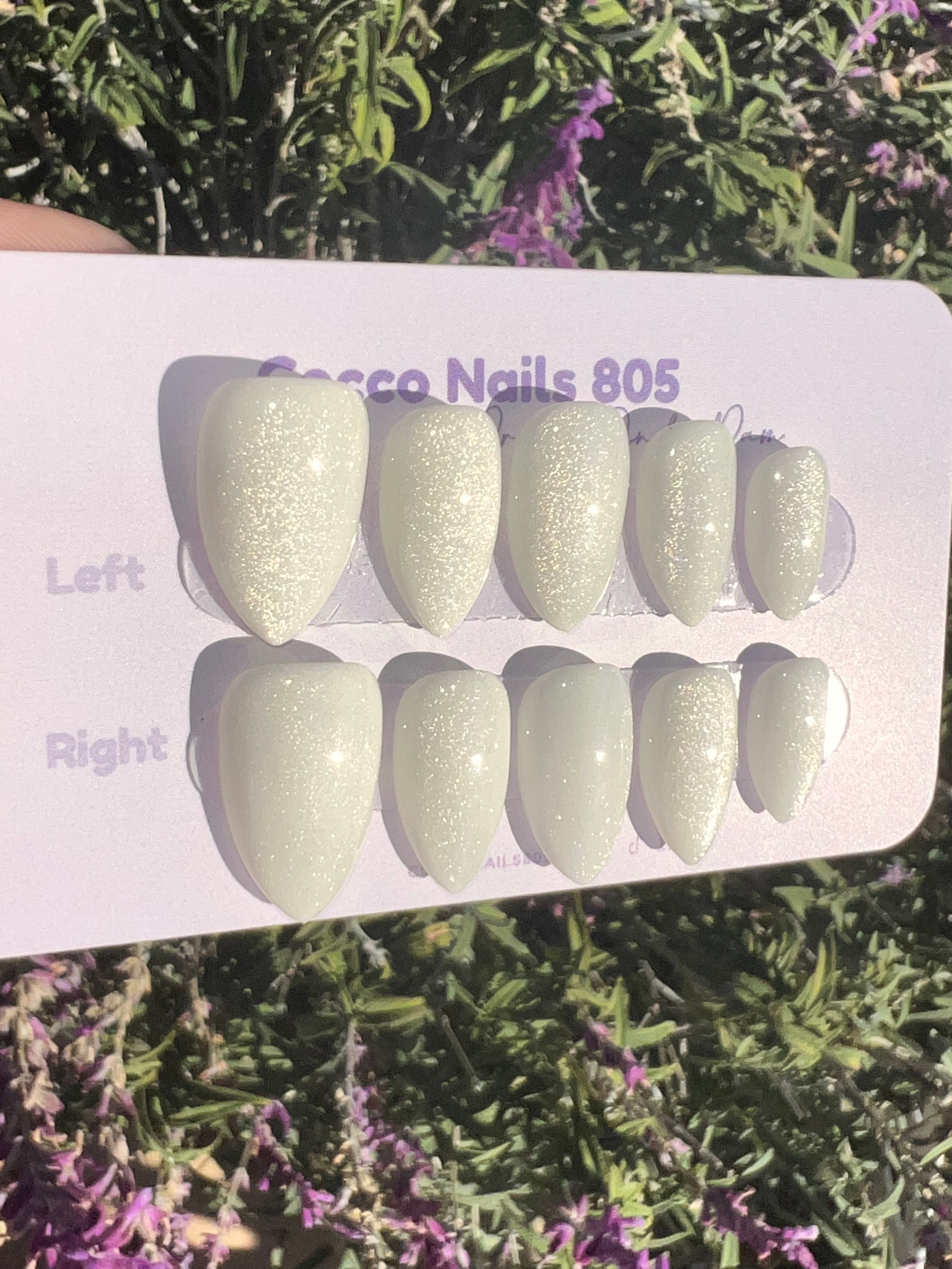 White Cat Eye Press On Nails
