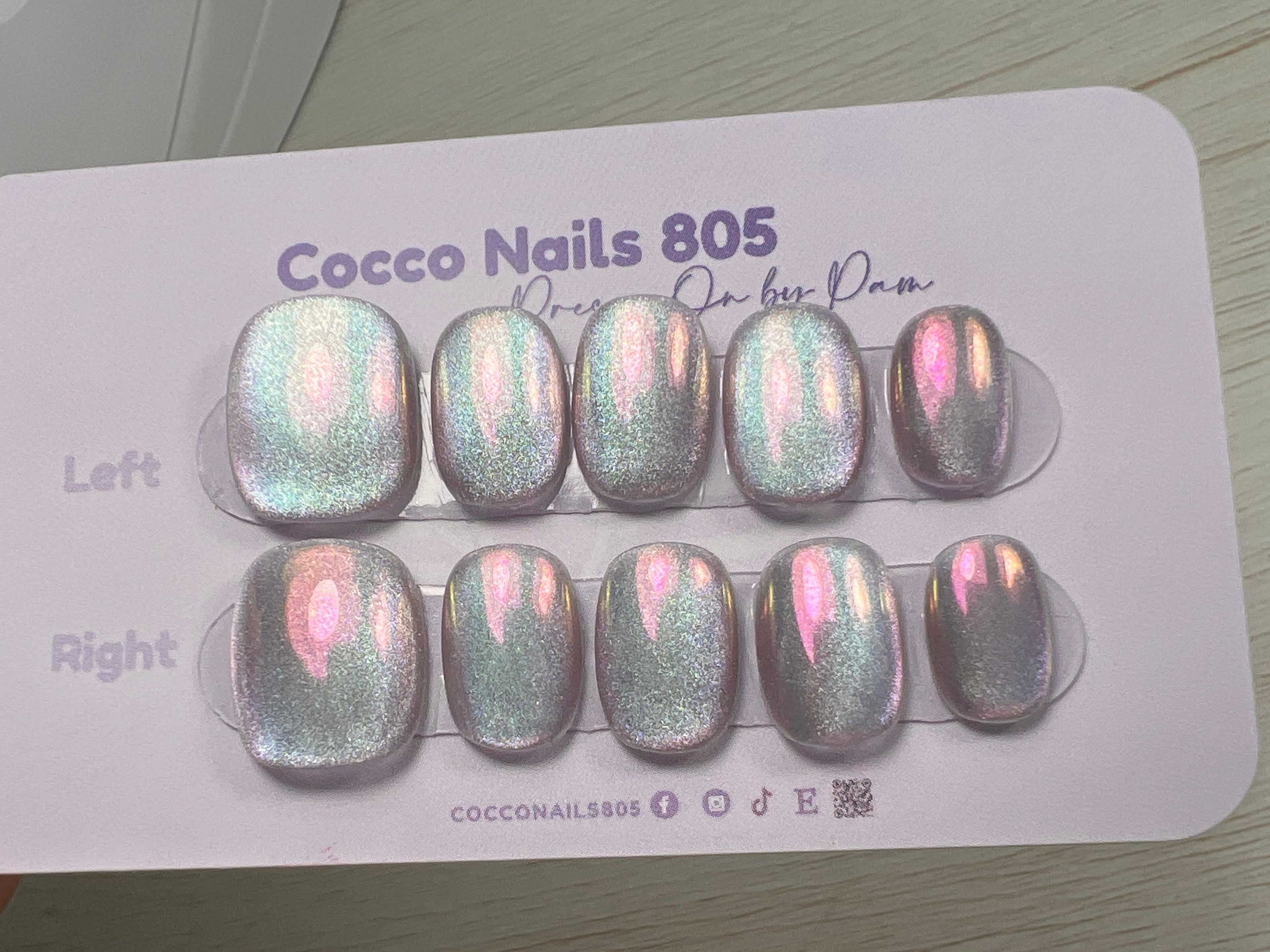 Purple Chrome Cat Eye Press On Nails