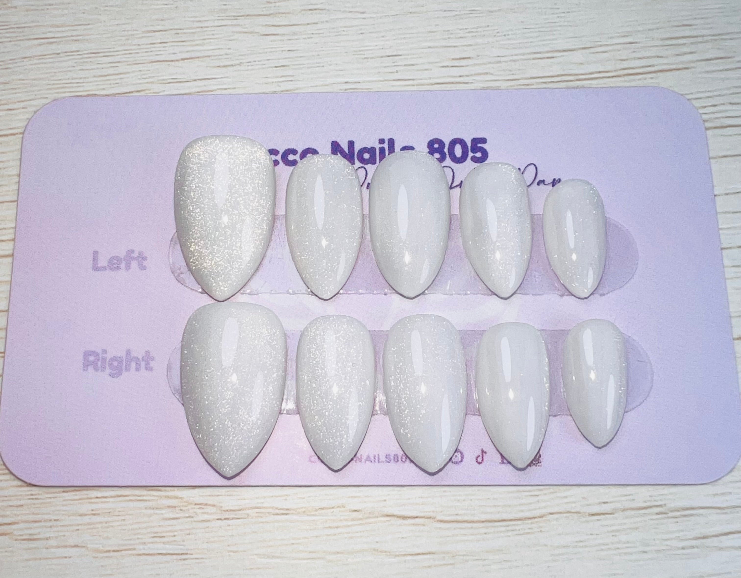 White Cat Eye Press On Nails