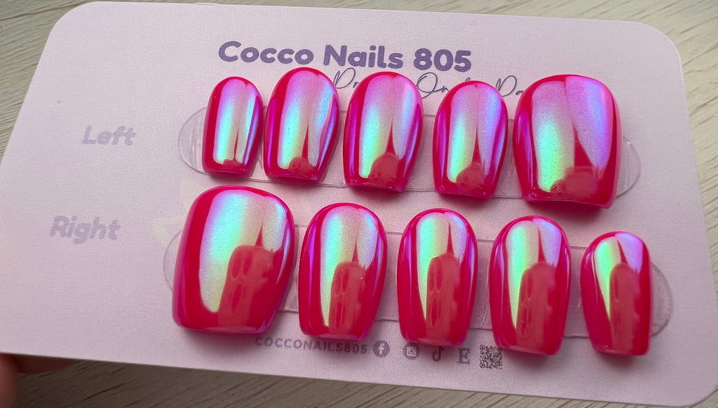 Pink Aurora Press On Nails