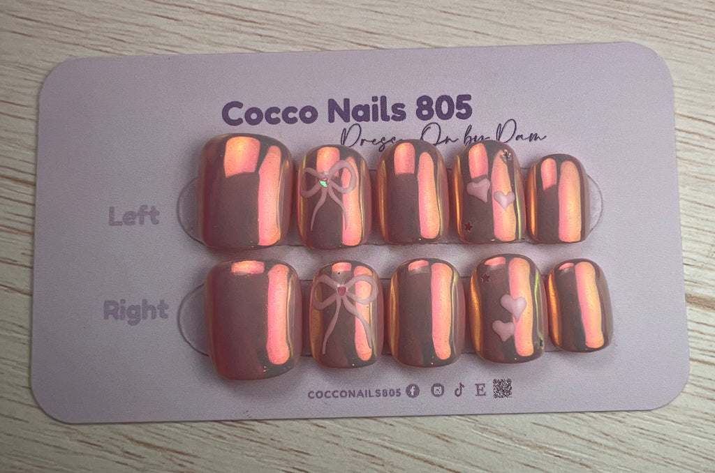 Chrome Bow Press On Nails