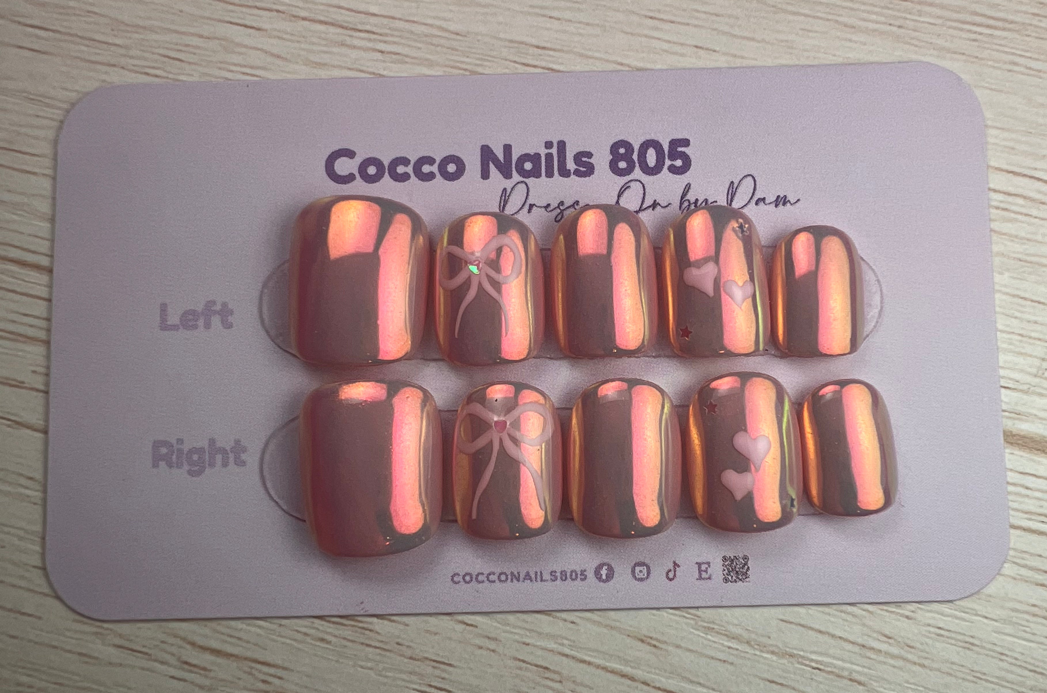 Chrome Bow Press On Nails