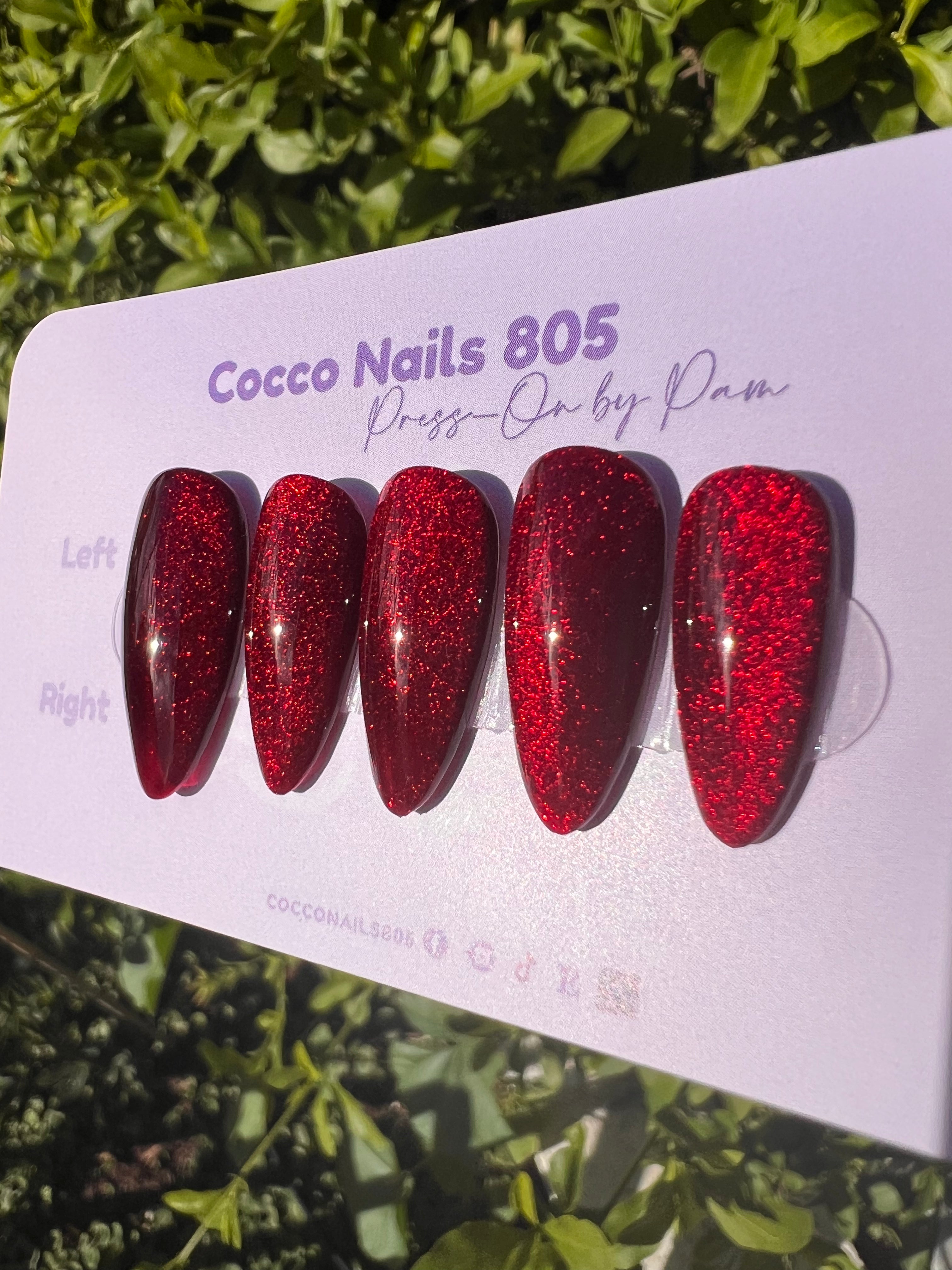 Ruby Red Lips Cat Eye Press On Nails