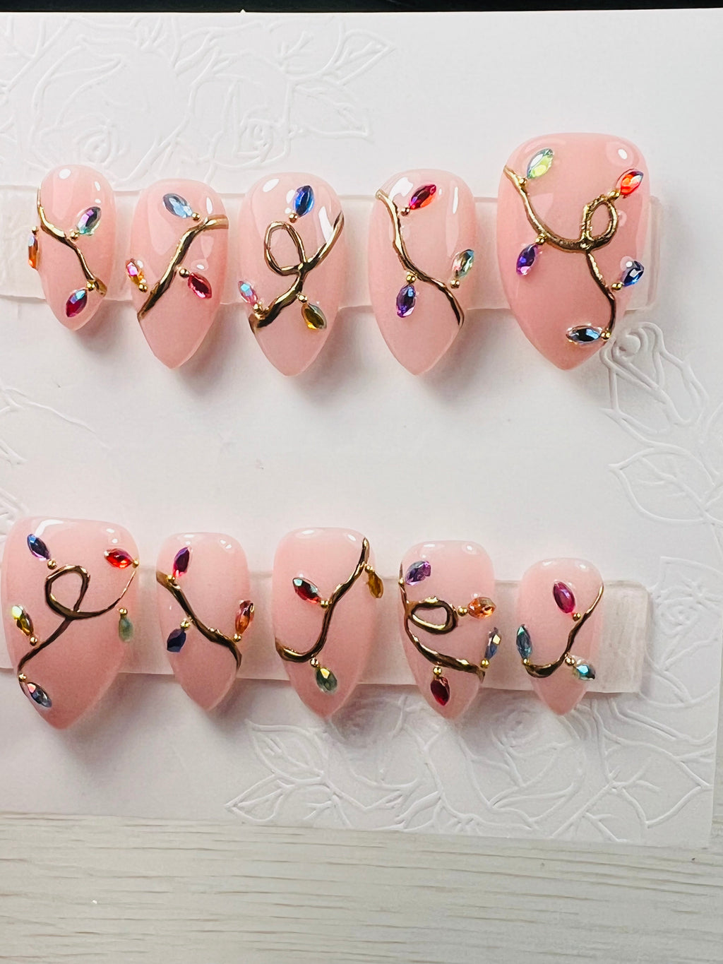 Christmas Lights 3D Press On Nails