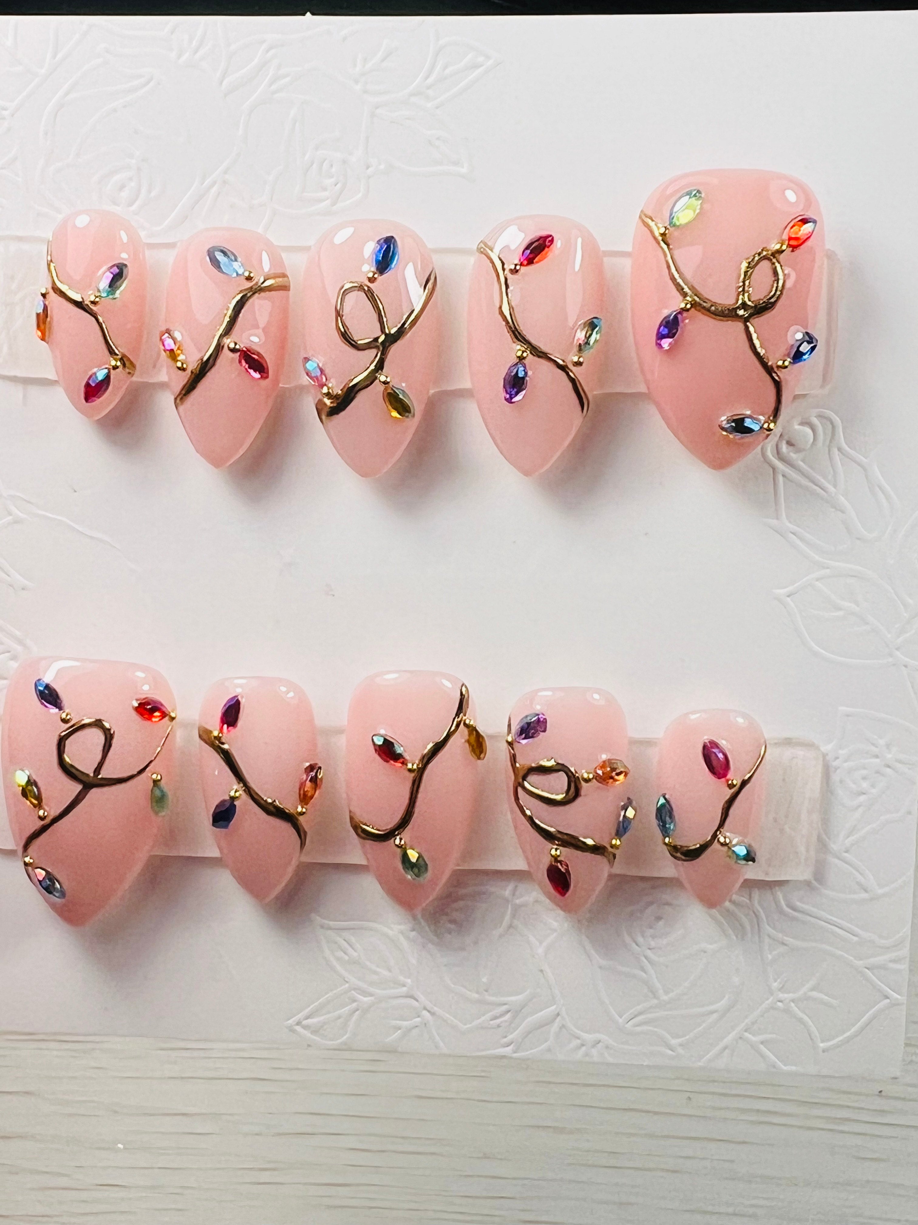 Christmas Lights 3D Press On Nails