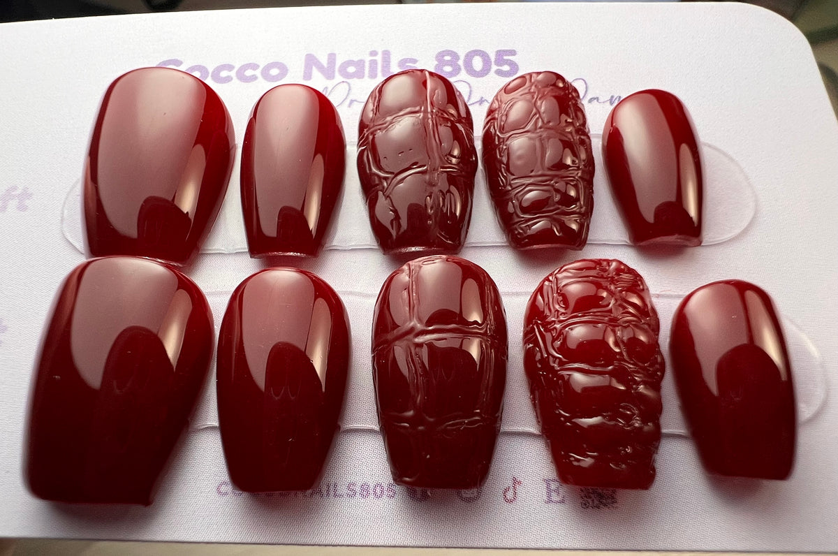Croc Leather Press On Nails