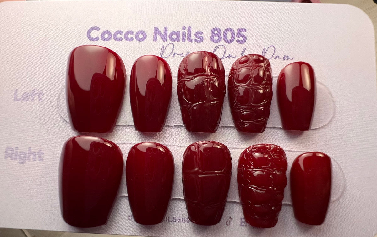 Croc Leather Press On Nails