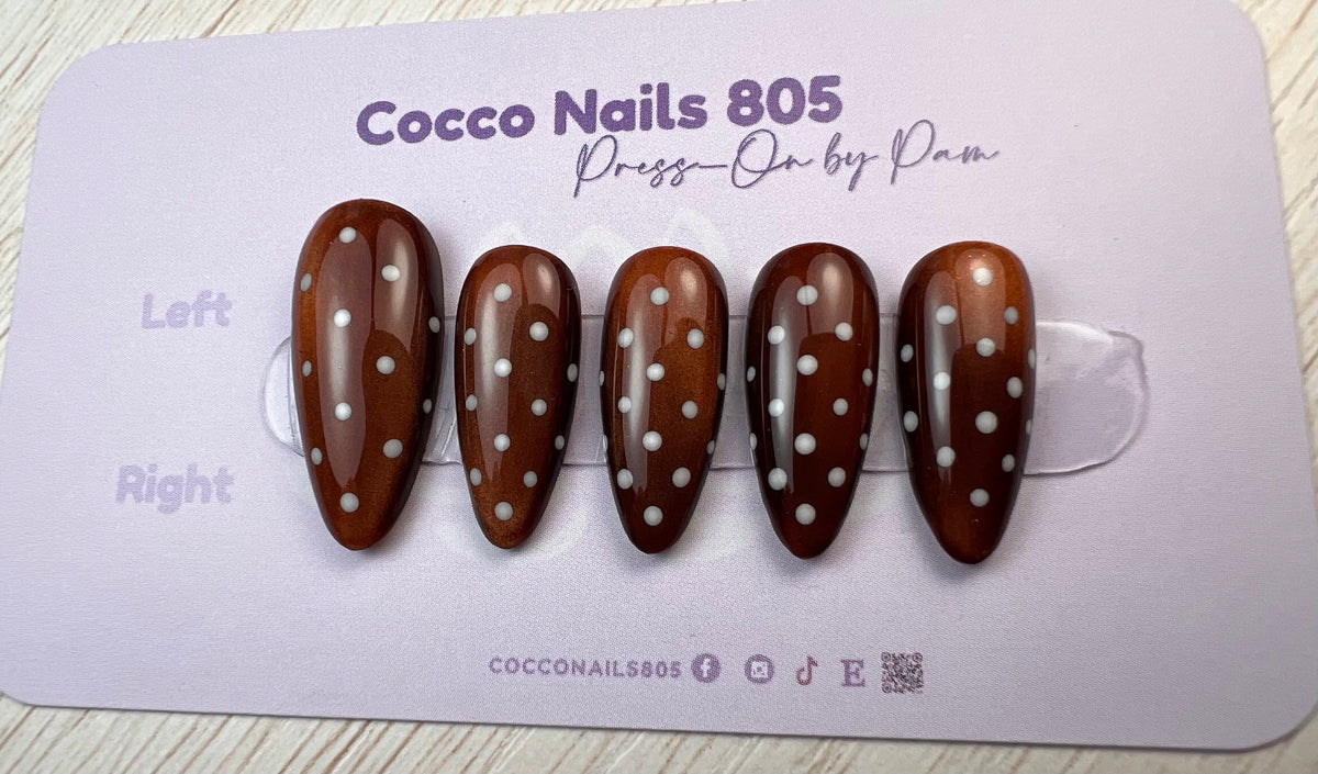 Brown Dots Press On Nails
