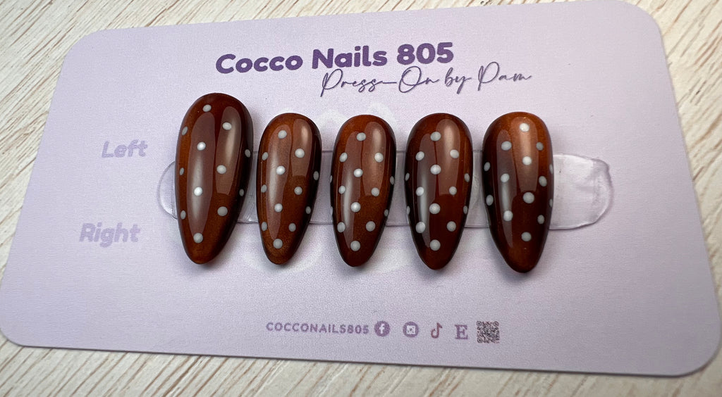 Brown Dots Press On Nails