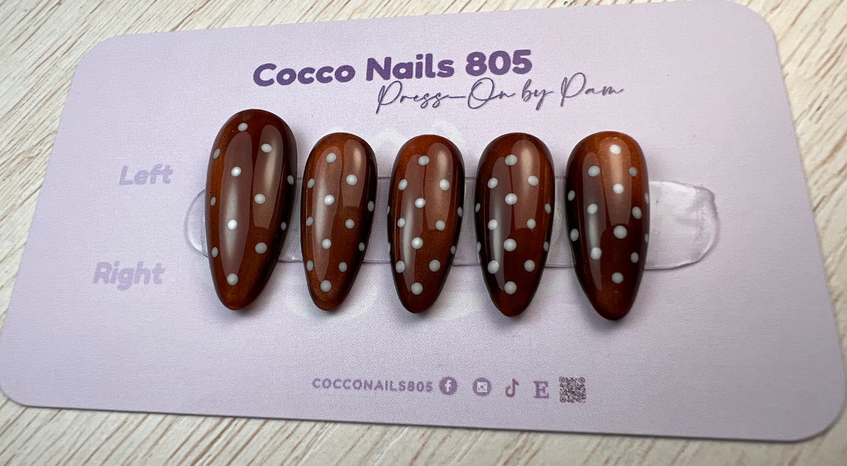 Brown Dots Press On Nails