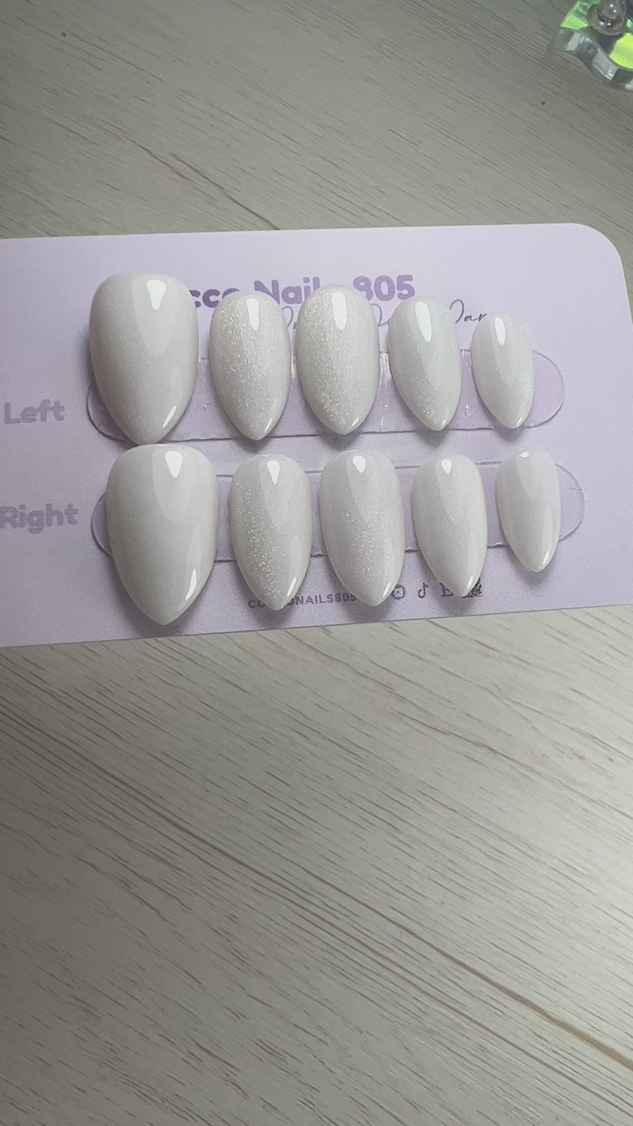 White Cat Eye Press On Nails