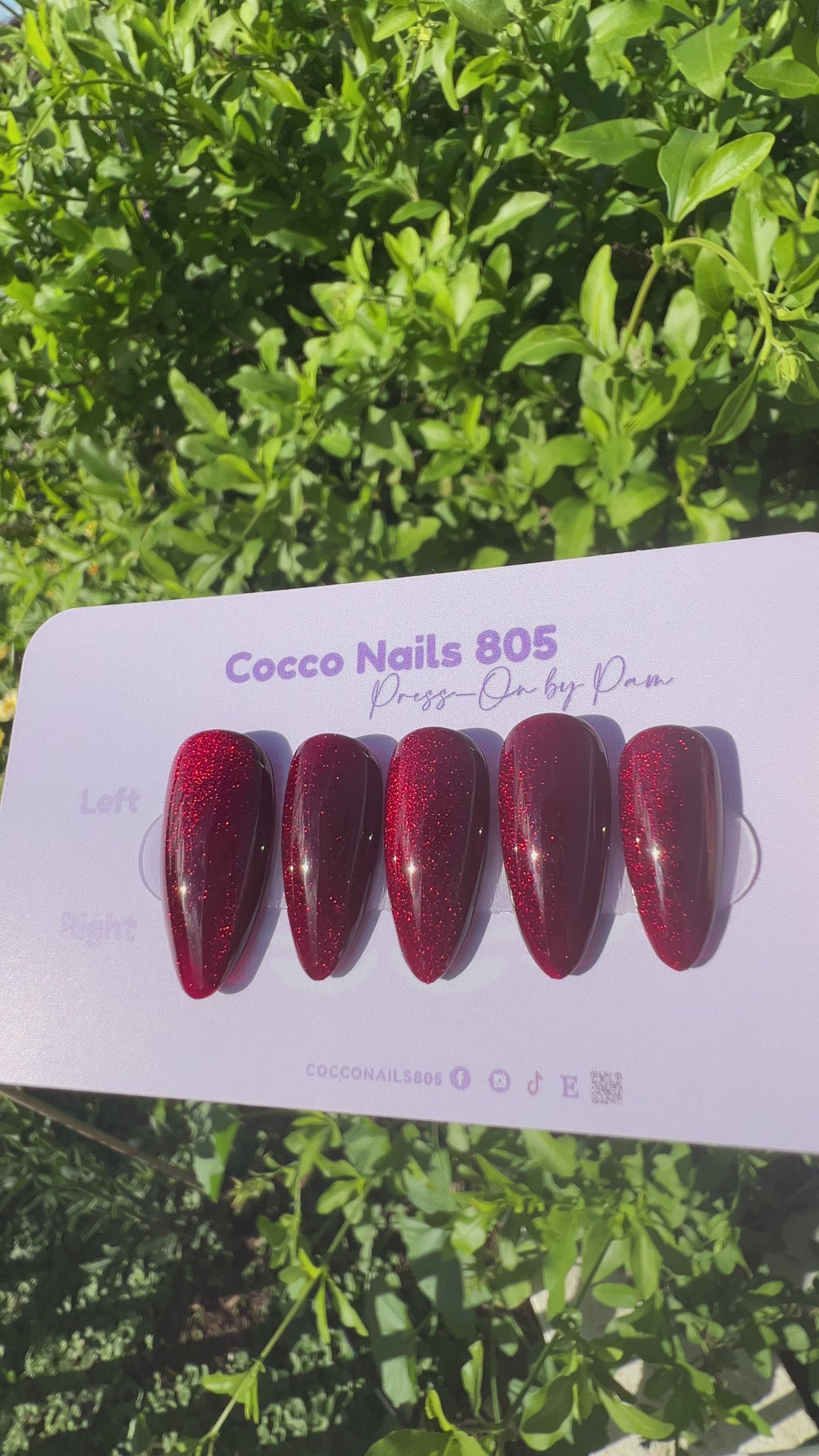Ruby Red Lips Cat Eye Press On Nails