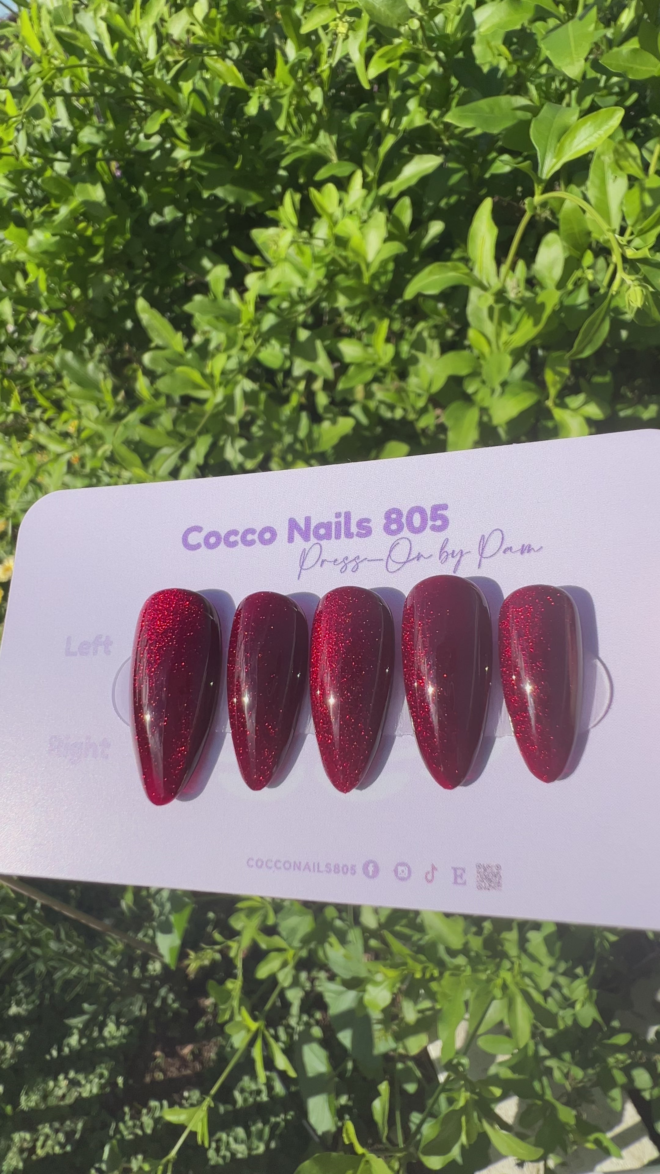 Ruby Red Lips Cat Eye Press On Nails