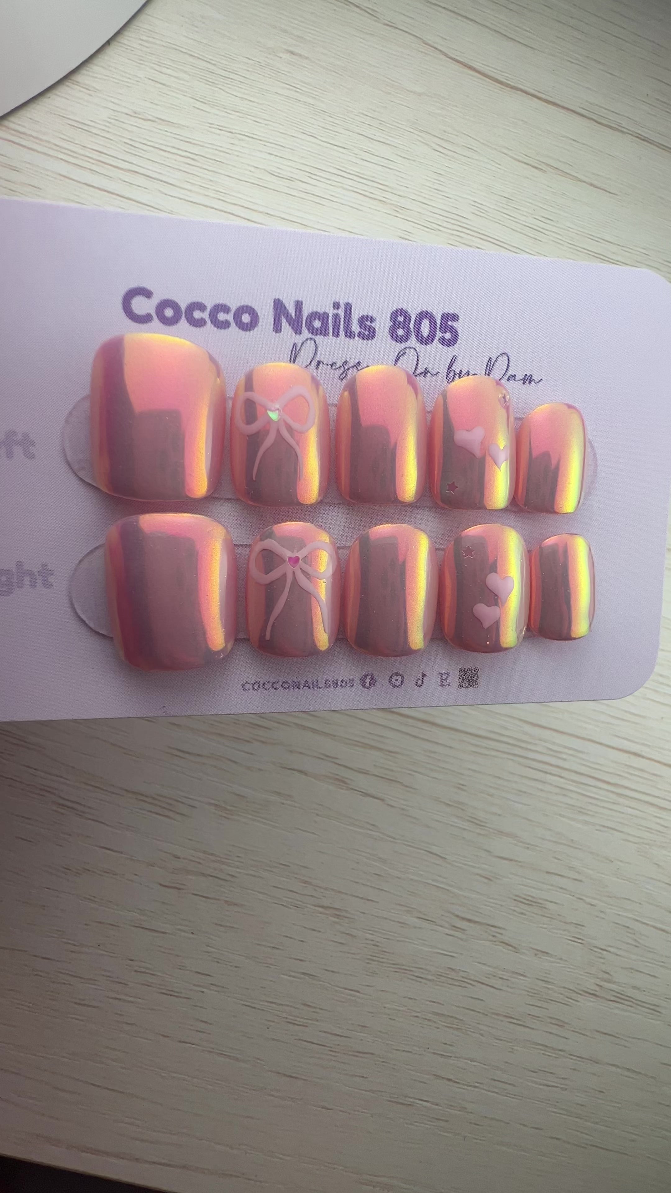Chrome Bow Press On Nails