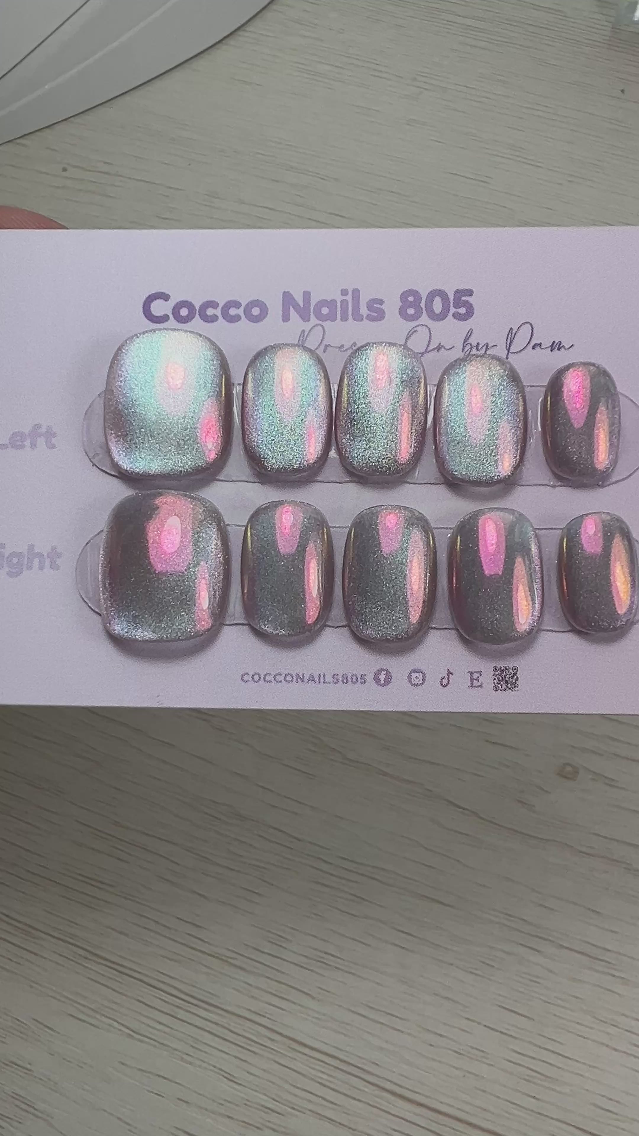 Purple Chrome Cat Eye Press On Nails