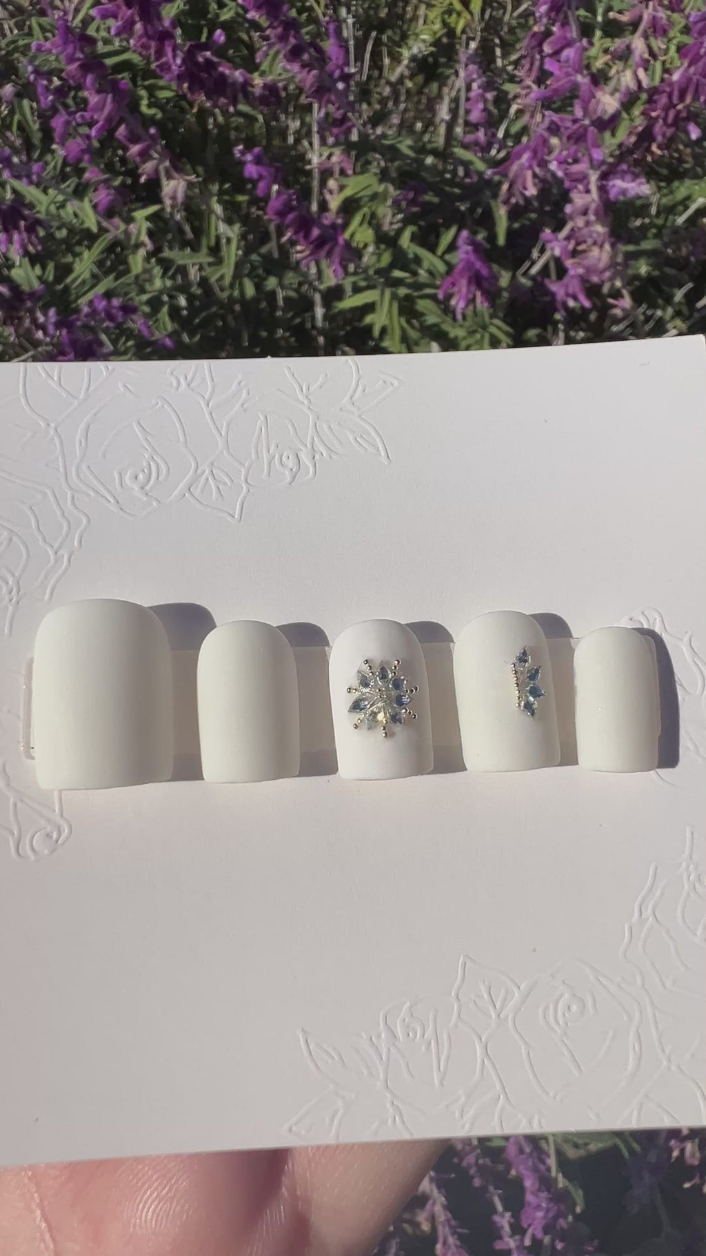 White Christmas Snowflake Press On Nails