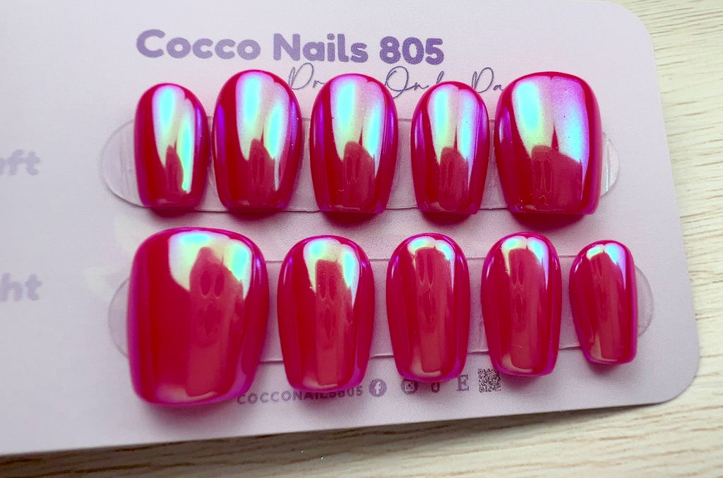 Pink Aurora Press On Nails