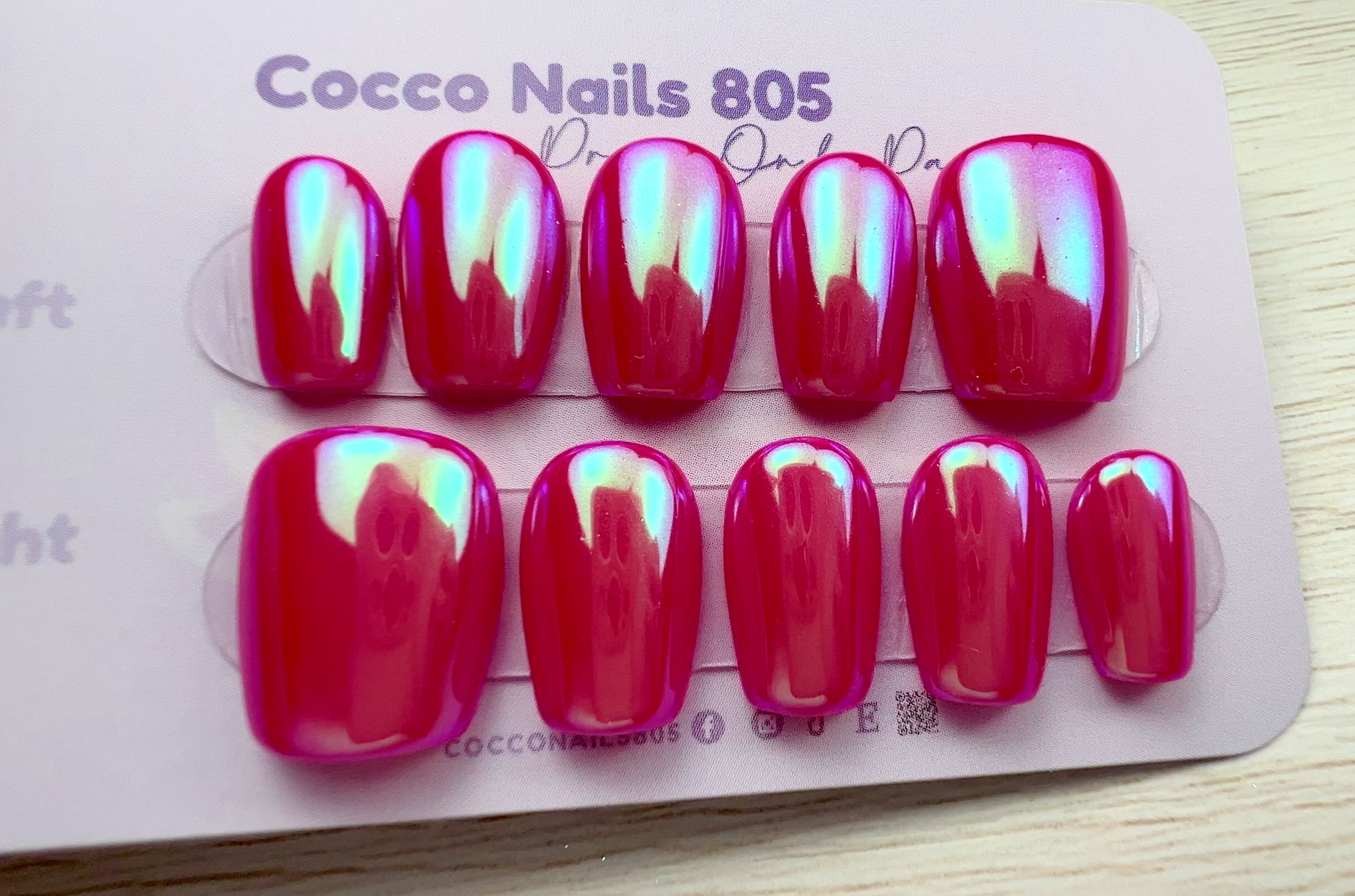 Pink Aurora Press On Nails